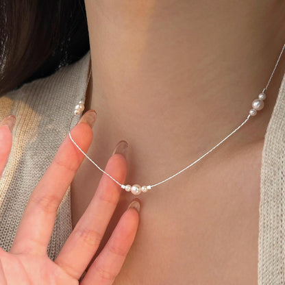 Luna Trio Pearl Necklace – 925 Sterling Silver