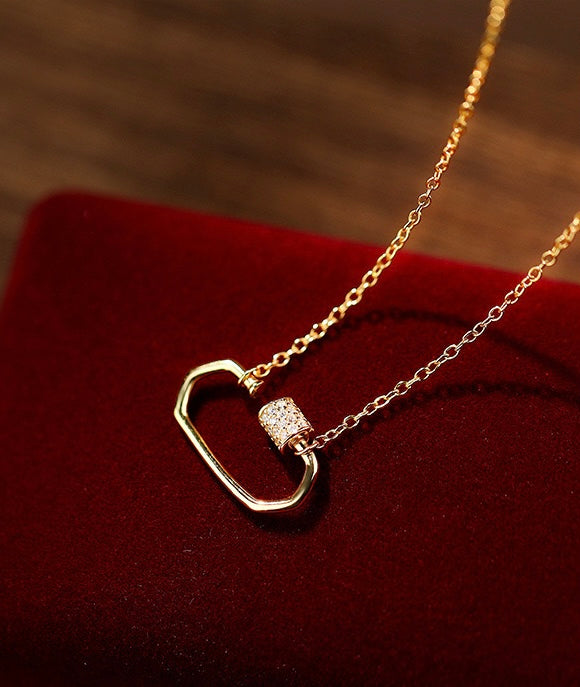 Minimal Double-Layer Geometric Zircon Necklace – 925 Sterling Silver (Gold Plated)