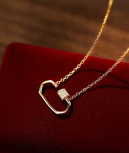 Minimal Double-Layer Geometric Zircon Necklace – 925 Sterling Silver (Gold Plated)