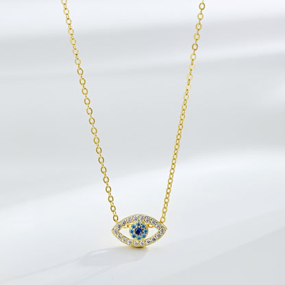 Devil’s Eye Pendant Necklace – 14K Gold Plated 925 Sterling Silver