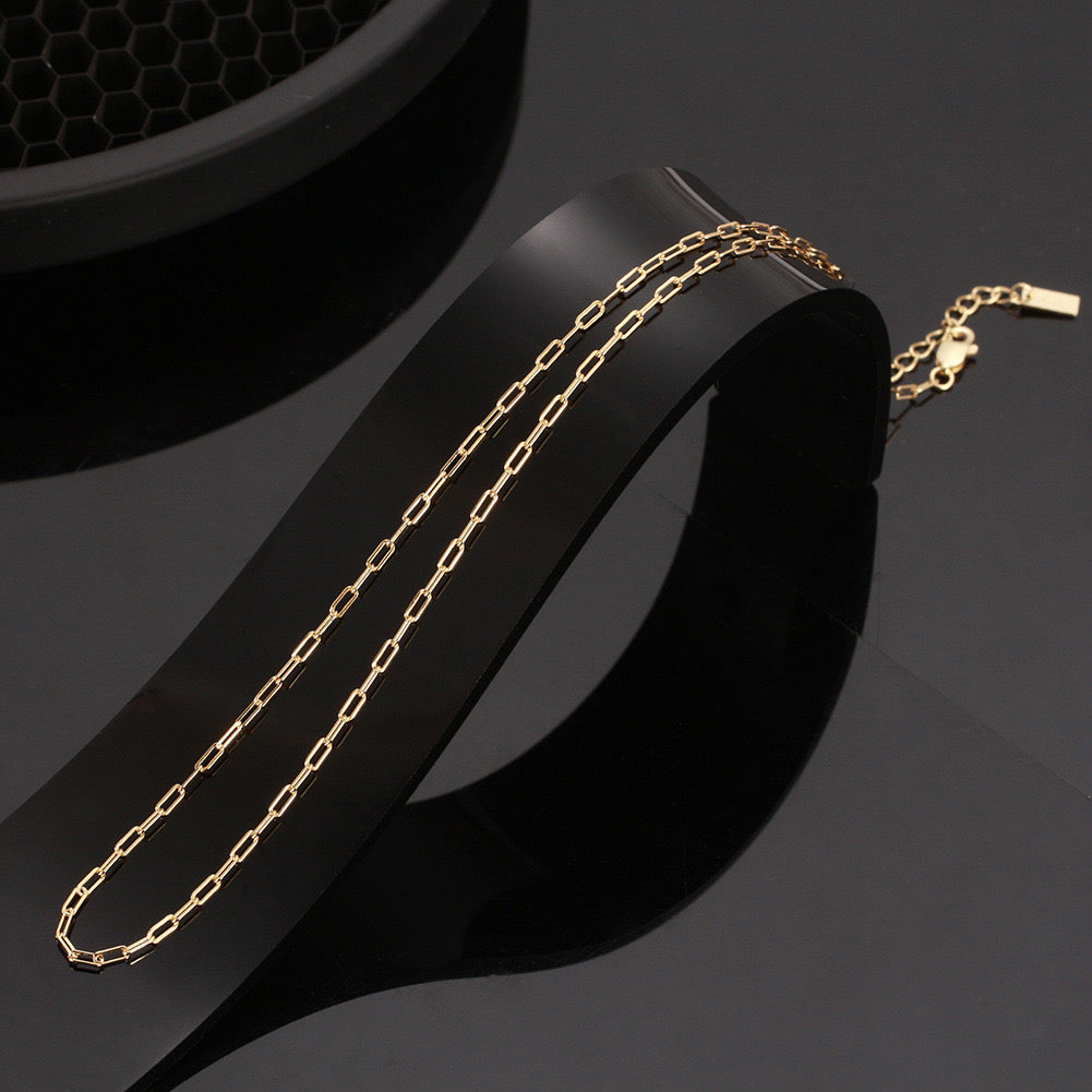 18K Gold Plated Sterling Silver Paperclip Chain Necklace