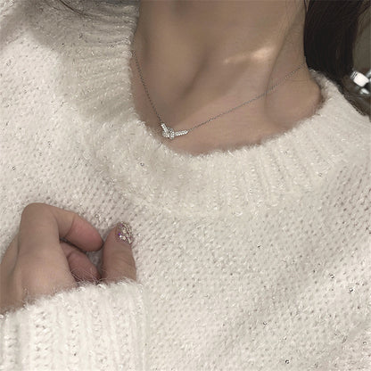 925 Sterling Silver Zircon Knot Pendant Necklace