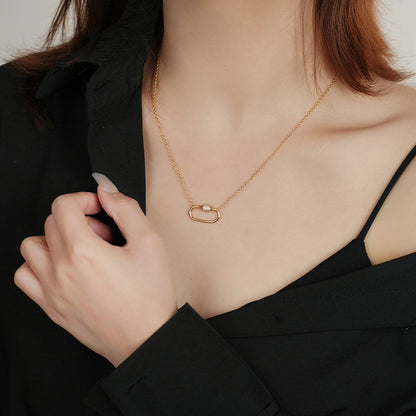 Minimal Double-Layer Geometric Zircon Necklace – 925 Sterling Silver (Gold Plated)