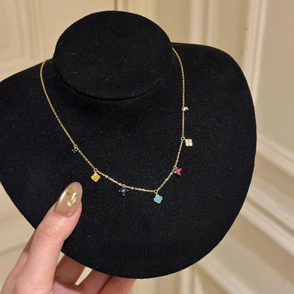 14K Gold Plated Mini Clover Charm Necklace – S925 Sterling Silver