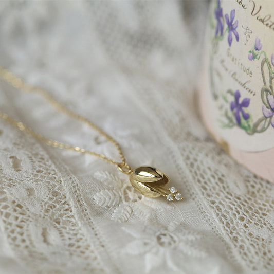 Autumn Whisper – Lily of the Valley Gold Pendant Necklace