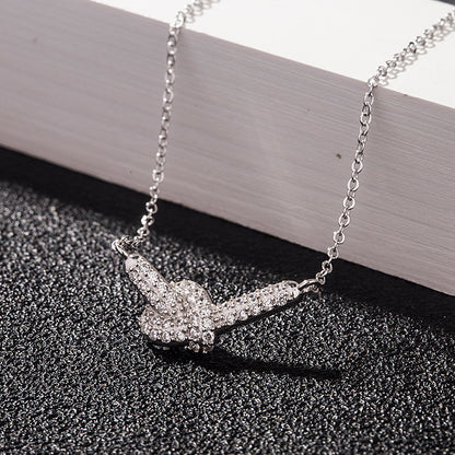 925 Sterling Silver Zircon Knot Pendant Necklace