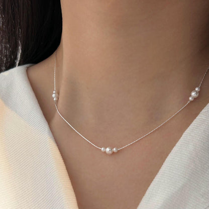 Luna Trio Pearl Necklace – 925 Sterling Silver