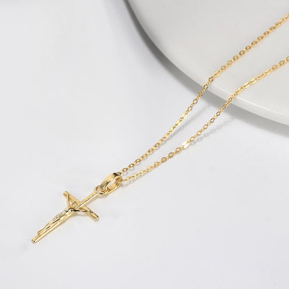 Minimal Gold Cross Pendant Necklace (925 Sterling Silver, 14K Gold Plated)