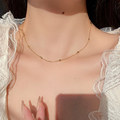 Gold Beaded Chain Necklace (18K Gold Plated, 925 Silver Base)