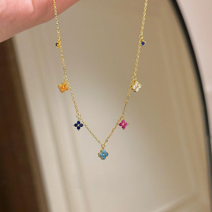 14K Gold Plated Mini Clover Charm Necklace – S925 Sterling Silver