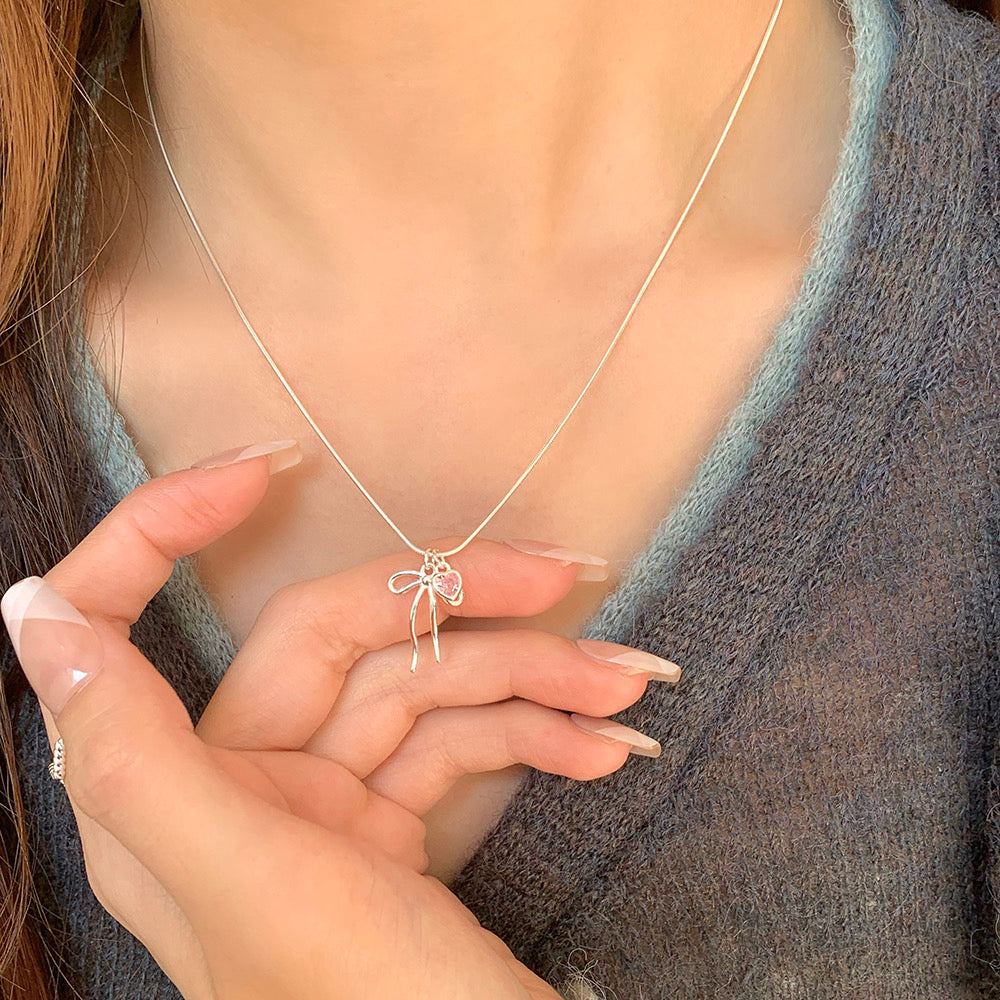 Aurora Bow™ Sterling Silver Zircon Necklace