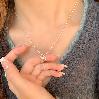 Aurora Bow™ Sterling Silver Zircon Necklace