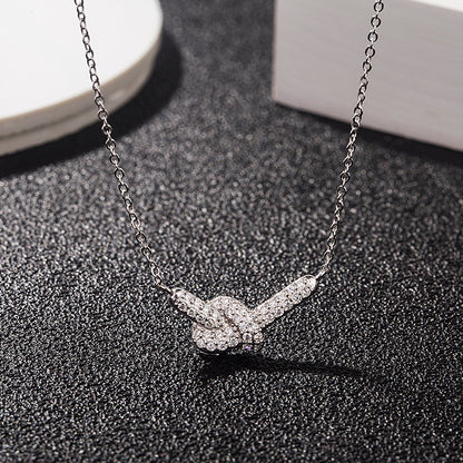 925 Sterling Silver Zircon Knot Pendant Necklace