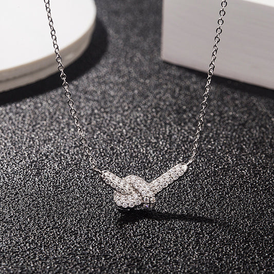925 Sterling Silver Zircon Knot Pendant Necklace