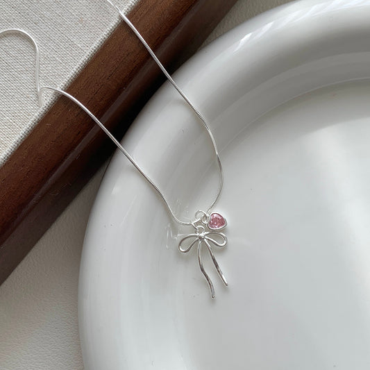 Aurora Bow™ Sterling Silver Zircon Necklace