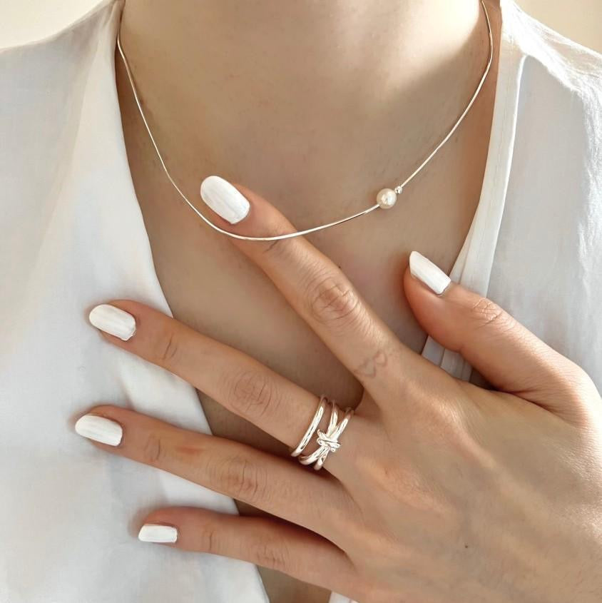 Minimal Pearl Bead Necklace – 925 Sterling Silver