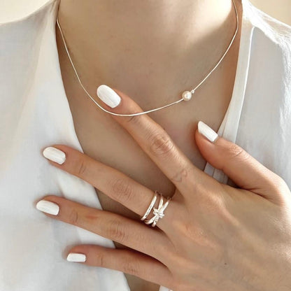 Minimal Pearl Bead Necklace – 925 Sterling Silver