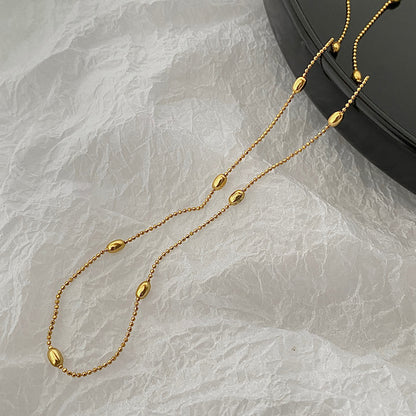 Gold Beaded Chain Necklace (18K Gold Plated, 925 Silver Base)
