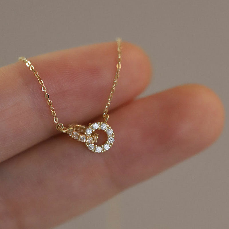 "Dainty Crystal Loop Pendant Necklace- 925 Silver"