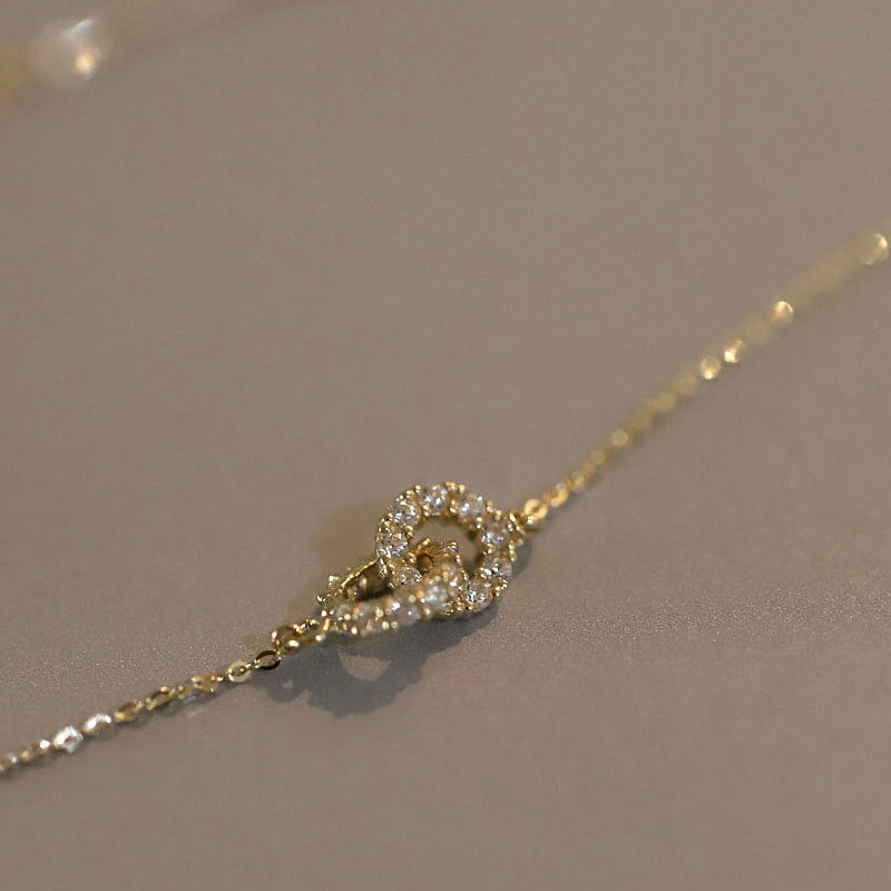 "Dainty Crystal Loop Pendant Necklace- 925 Silver"