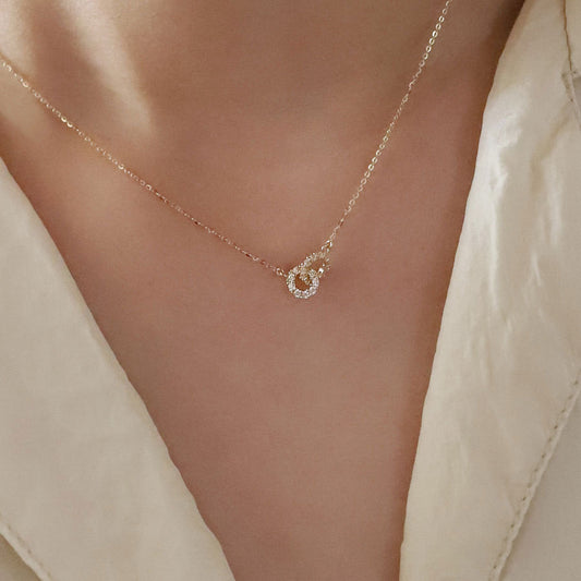 "Dainty Crystal Loop Pendant Necklace- 925 Silver"
