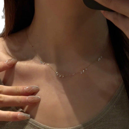 "18K Gold Plated Zircon Droplet Necklace-925 Sterling Silver Chain"