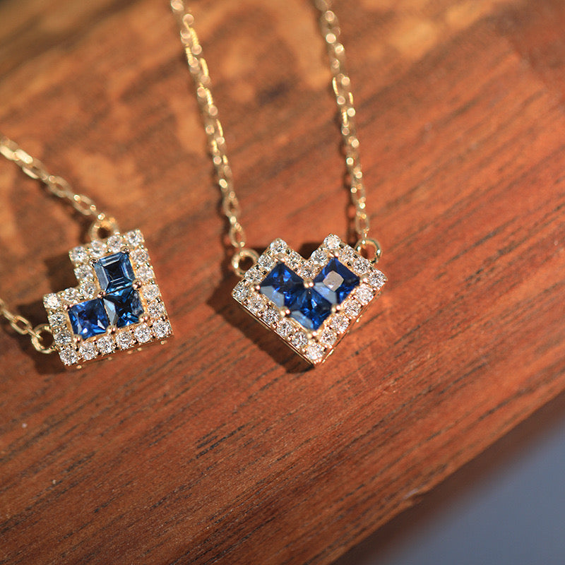 Blue Zircon Heart Pendant Necklace – 925 Sterling Silver