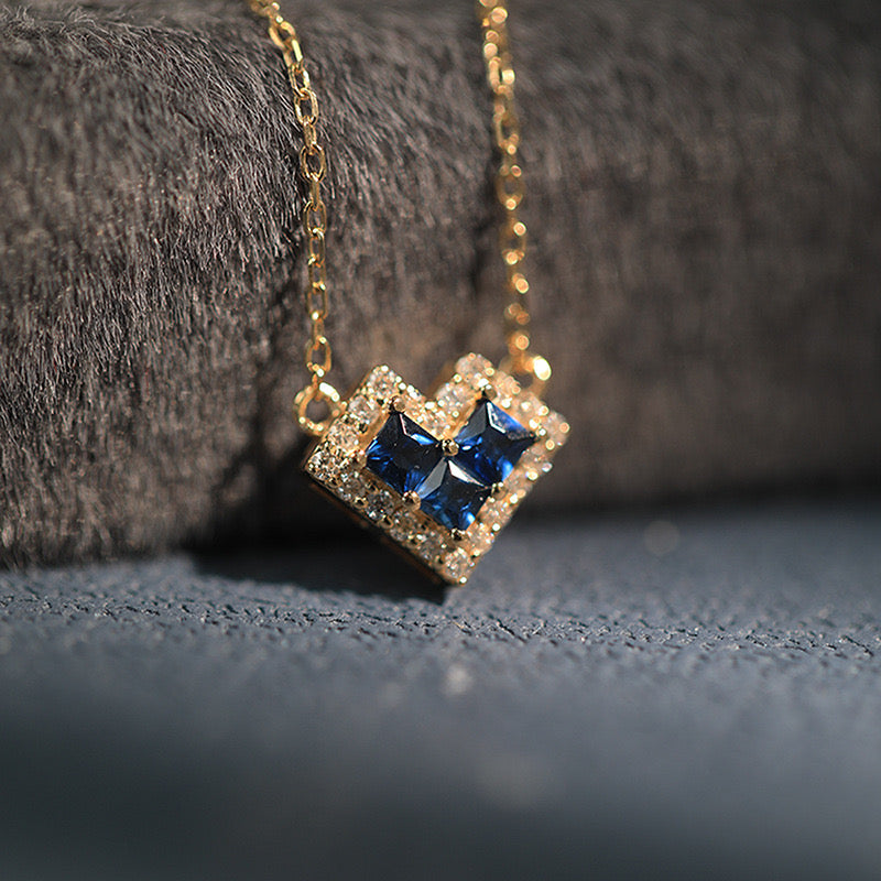 Blue Zircon Heart Pendant Necklace – 925 Sterling Silver