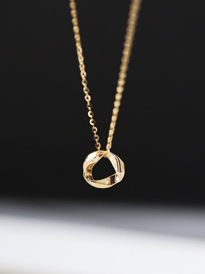 S925 Sterling Silver Sculpted Infinity Circle Pendant Necklace – 18K Gold Plated Minimal Fine Jewellery